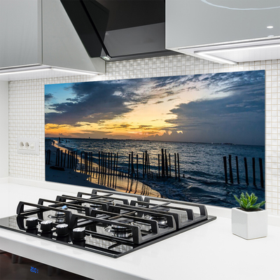 Painel vidro cozinha Paisagem de praia e mar