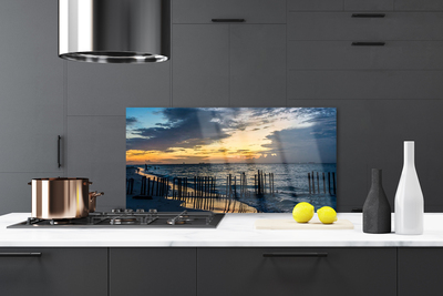 Painel vidro cozinha Paisagem de praia e mar