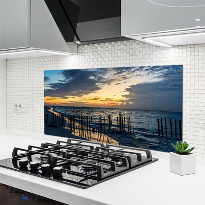 Painel vidro cozinha Paisagem de praia e mar