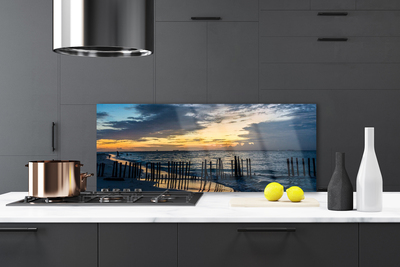 Painel vidro cozinha Paisagem de praia e mar