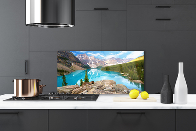 Painel vidro cozinha Montanhas Lago Natureza