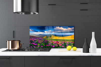 Painel vidro cozinha Flores do Prado Natureza Planta