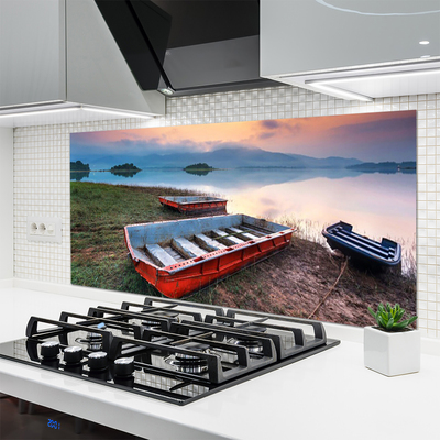 Painel vidro cozinha Paisagem de barco