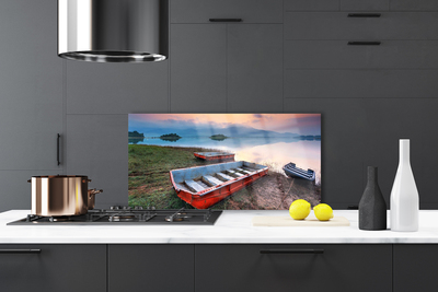 Painel vidro cozinha Paisagem de barco