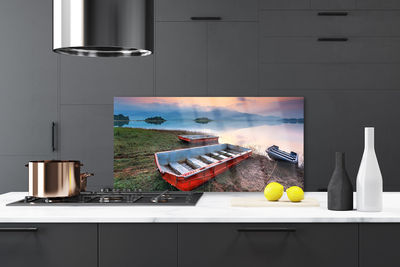 Painel vidro cozinha Paisagem de barco