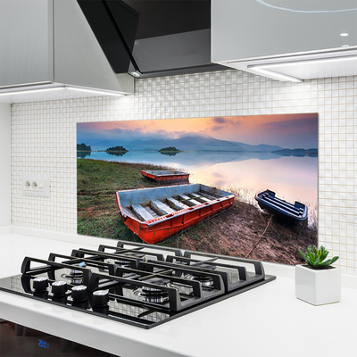 Painel vidro cozinha Paisagem de barco