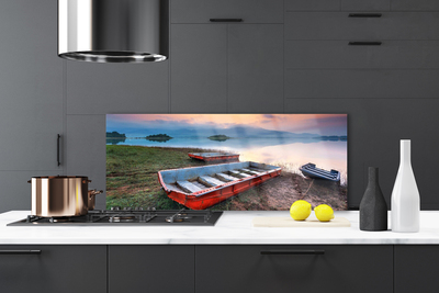 Painel vidro cozinha Paisagem de barco