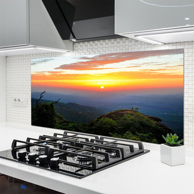 Painel vidro cozinha Paisagem de floresta de montanha Natureza