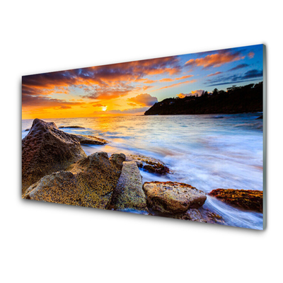 Painel vidro cozinha Paisagem do Mar de Pedras