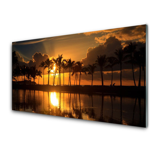 Painel vidro cozinha Árvores Sol Paisagem