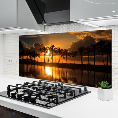 Painel vidro cozinha Árvores Sol Paisagem