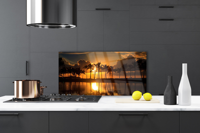 Painel vidro cozinha Árvores Sol Paisagem