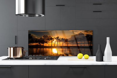 Painel vidro cozinha Árvores Sol Paisagem