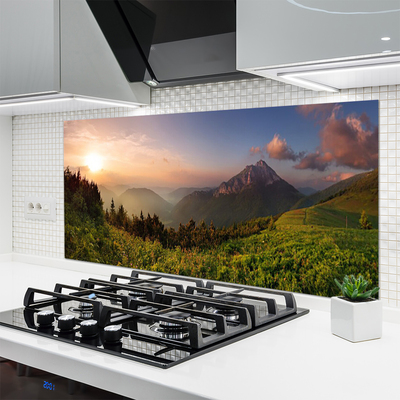 Painel vidro cozinha Natureza da Floresta da Montanha
