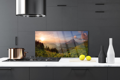 Painel vidro cozinha Natureza da Floresta da Montanha