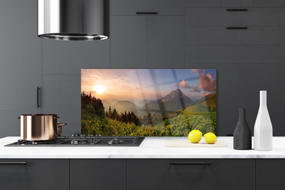 Painel vidro cozinha Natureza da Floresta da Montanha