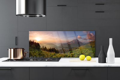 Painel vidro cozinha Natureza da Floresta da Montanha