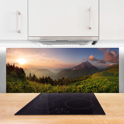 Painel vidro cozinha Natureza da Floresta da Montanha