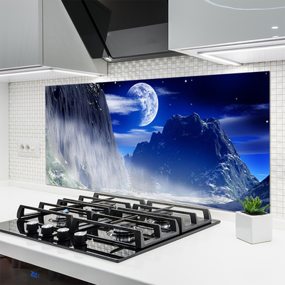 Painel cozinha Montanhas Noite Lua Paisagem