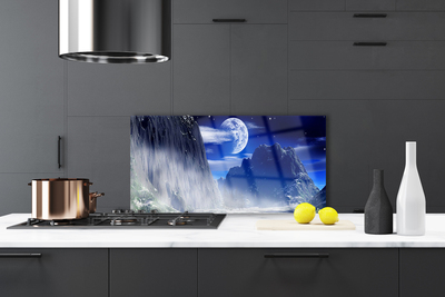 Painel cozinha Montanhas Noite Lua Paisagem