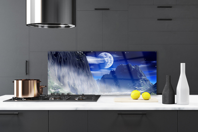 Painel cozinha Montanhas Noite Lua Paisagem