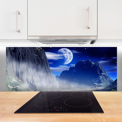 Painel cozinha Montanhas Noite Lua Paisagem