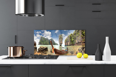 Painel vidro cozinha Paisagem de Boat Rocks