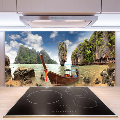 Painel vidro cozinha Paisagem de Boat Rocks