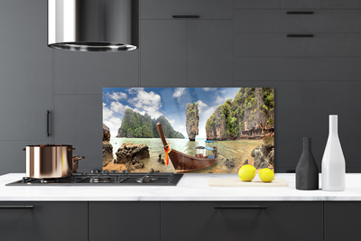 Painel vidro cozinha Paisagem de Boat Rocks