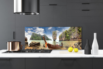 Painel vidro cozinha Paisagem de Boat Rocks