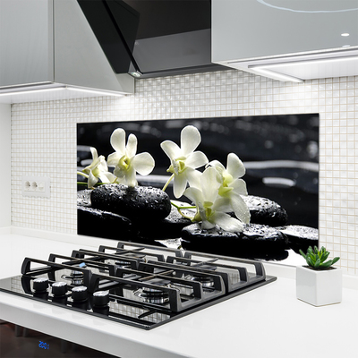 Painel vidro cozinha Planta de Pedras de Orquídea