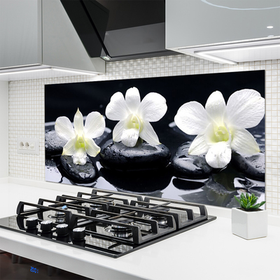 Painel vidro cozinha Planta de Pedras de Orquídea