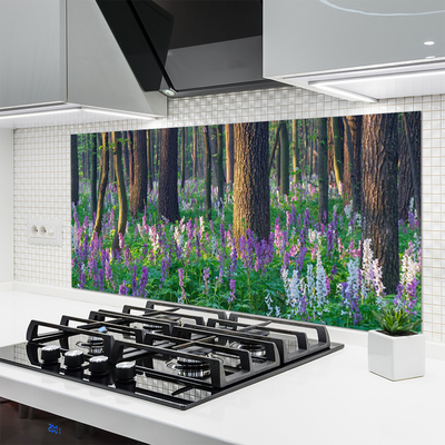 Painel vidro cozinha Árvores da Floresta Natureza