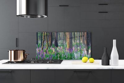 Painel vidro cozinha Árvores da Floresta Natureza