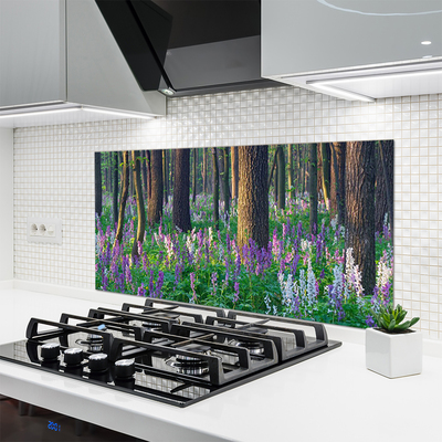 Painel vidro cozinha Árvores da Floresta Natureza