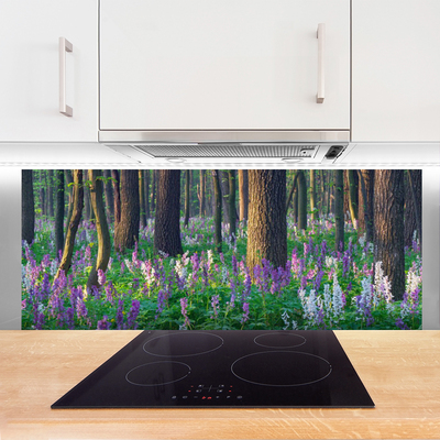 Painel vidro cozinha Árvores da Floresta Natureza