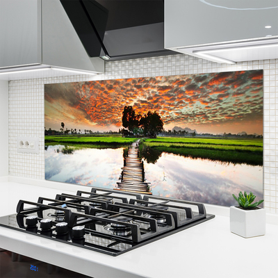 Painel vidro cozinha Paisagem do Lago Bridge