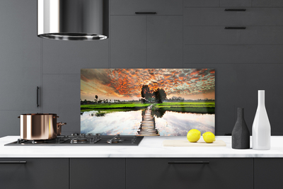 Painel vidro cozinha Paisagem do Lago Bridge