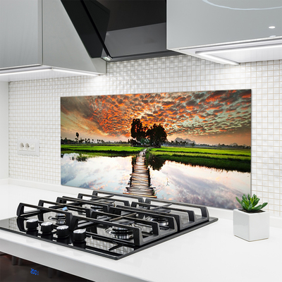 Painel vidro cozinha Paisagem do Lago Bridge
