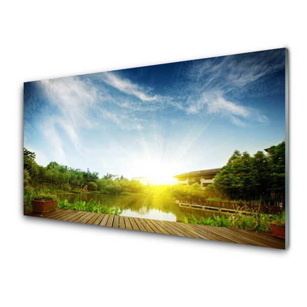 Painel vidro cozinha Paisagem do lago