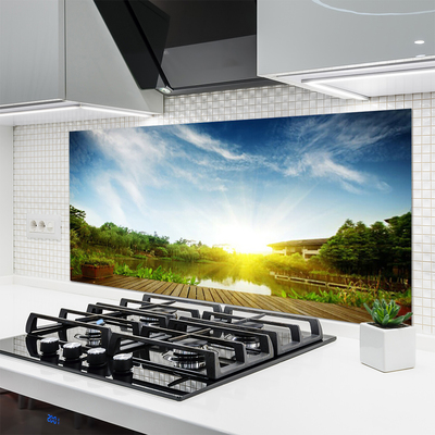 Painel vidro cozinha Paisagem do lago