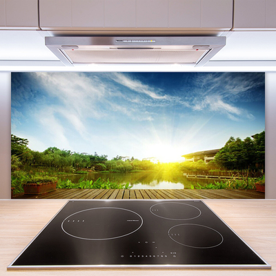 Painel vidro cozinha Paisagem do lago