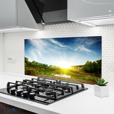 Painel vidro cozinha Paisagem do lago