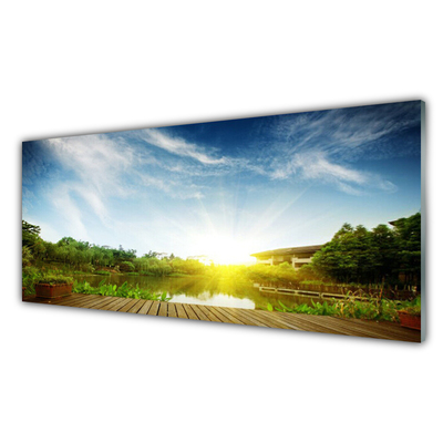 Painel vidro cozinha Paisagem do lago