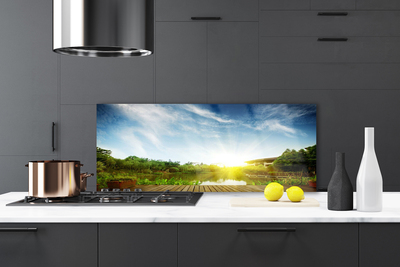 Painel vidro cozinha Paisagem do lago