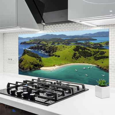 Painel vidro cozinha Paisagem de floresta de praia de mar