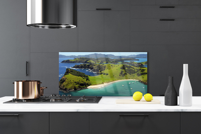 Painel vidro cozinha Paisagem de floresta de praia de mar