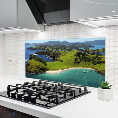 Painel vidro cozinha Paisagem de floresta de praia de mar