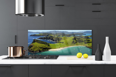 Painel vidro cozinha Paisagem de floresta de praia de mar