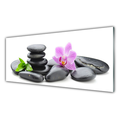 Painel vidro cozinha Pedras Zen Florais